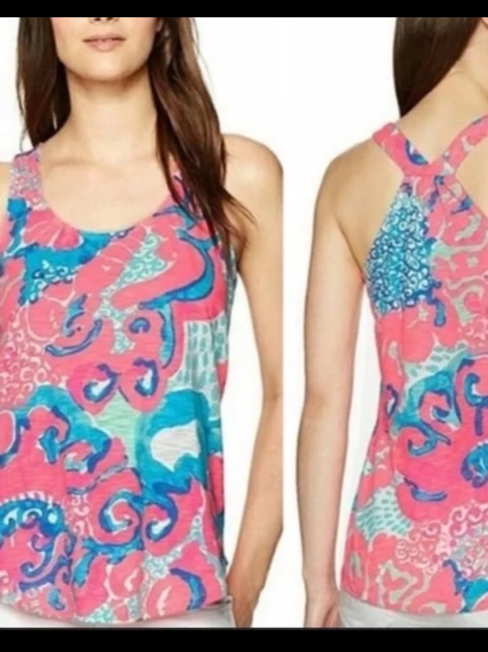 Lilly Pulitzer Pink & Blue Printed Racerback Tank